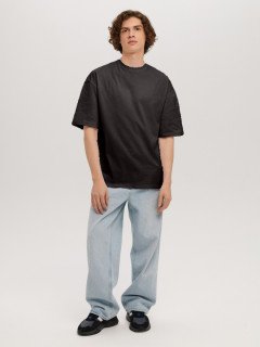 Чёрная футболка мужская с лайкрой Oversize