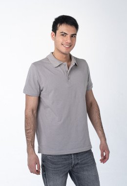Мужская рубашка ПОЛО с эластаном серый меланж Мужская рубашка ПОЛО с эластаном серый меланж